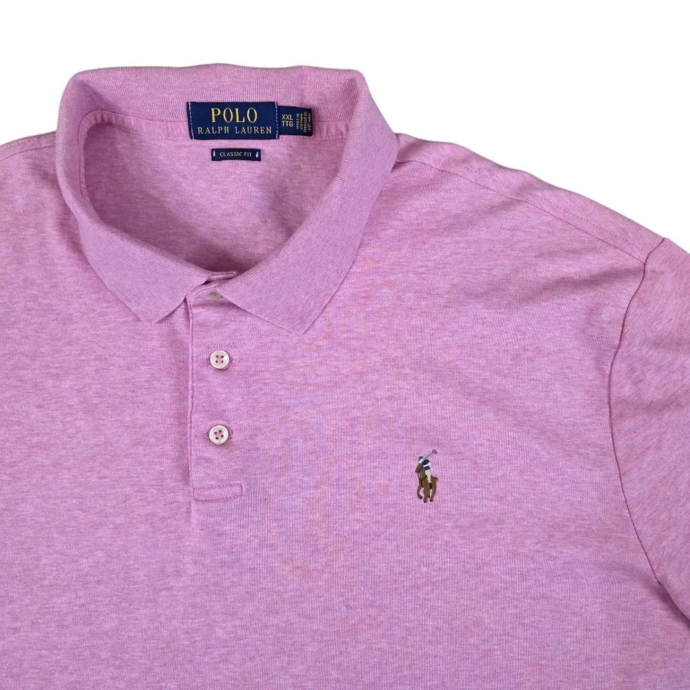 Polo Ralph Lauren Heather Pink Classic Fit Polo Men's XXL Cotton Short Sleeve